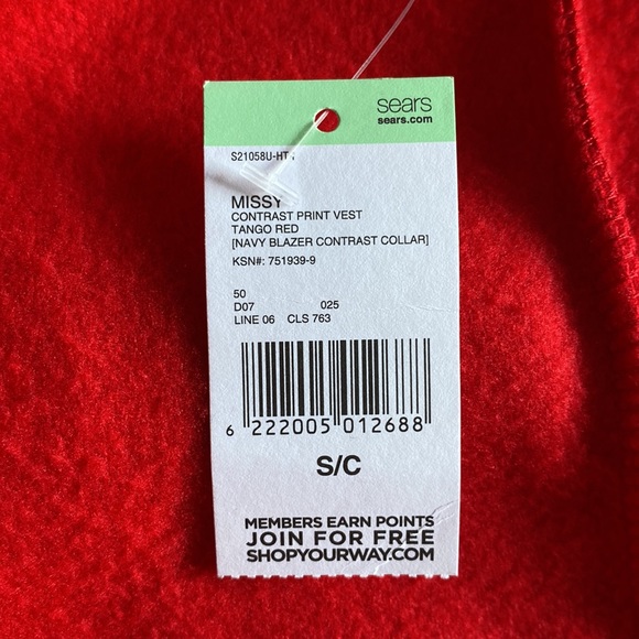 💟Half Price Bundle Add-on💟NWT Laura Scott fleece style vest jacket red/navy - Picture 11 of 13